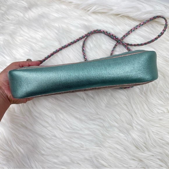 💯 Authentic Gucci Trapuntata Pink/Green Quilted Metallic Leather Crossbody - Picture 4 of 12